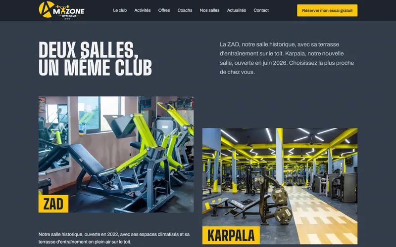 Présentation de deux salles d'un même club avec leurs photos