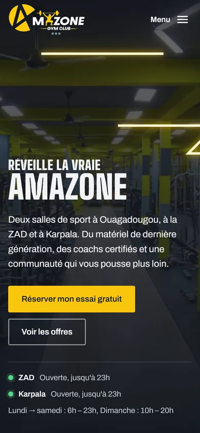 Le même site affiché sur téléphone